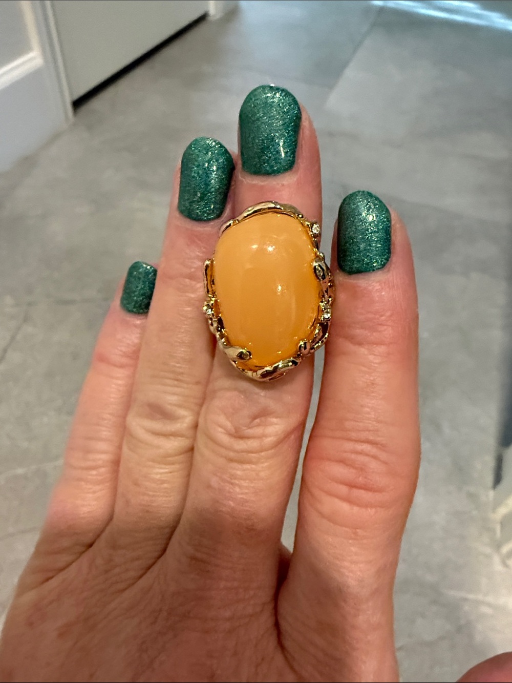 Park Lane Gold-Tone Ring with Orange Cabochon